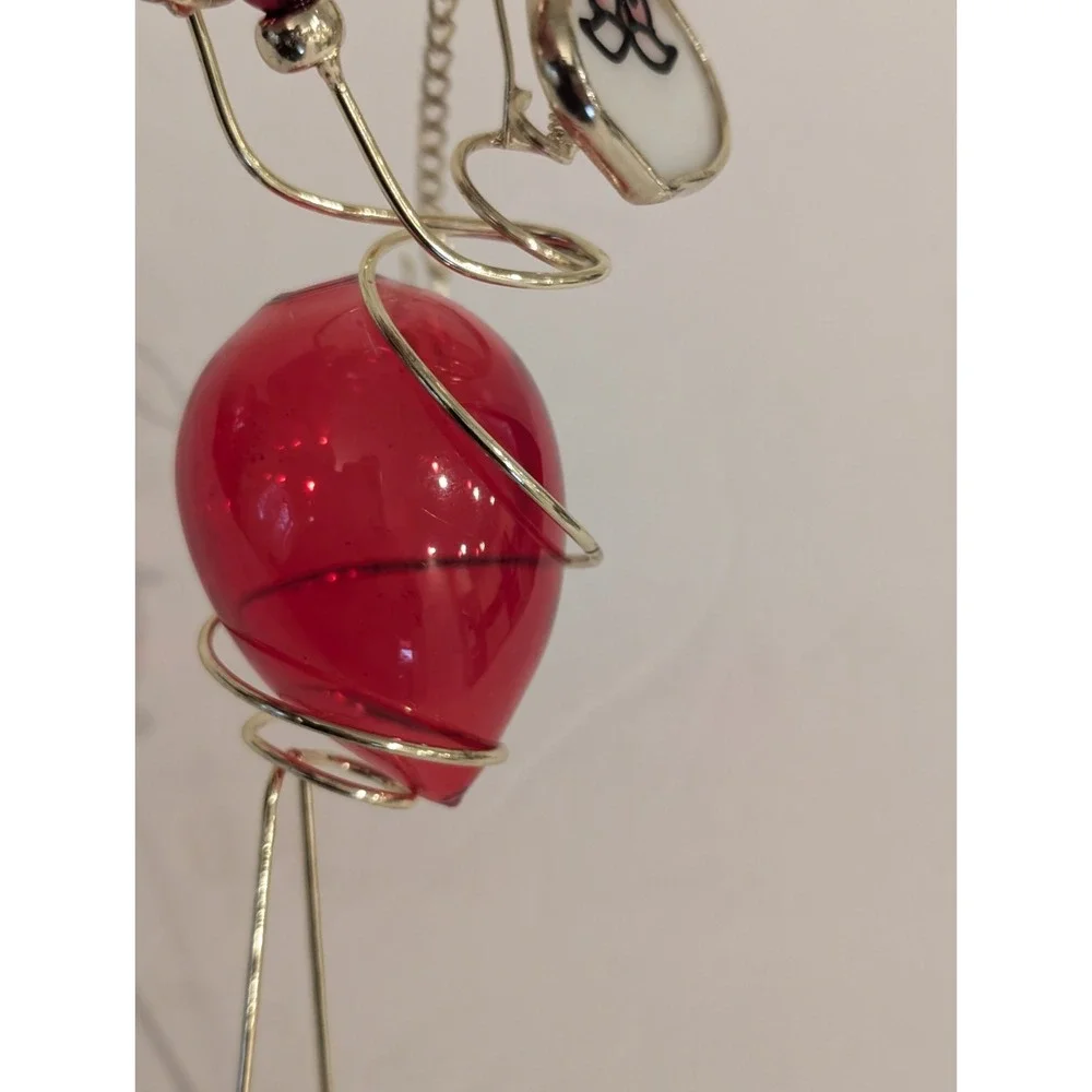 Wire Wrapped Stained Glass Hanging Santa Ornament Decor Acrylic Gold Tone 10